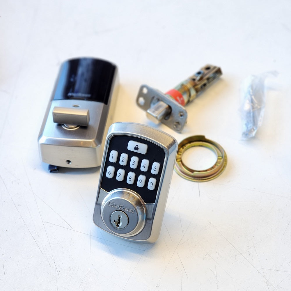 Aura Satin Nickel Single Cylinder Electronic Bluetooth Keypad Smart Lock Deadbolt featuring SmartKey Security (99420-001) Aura Satin Nickel Single Cylinder Electronic Bluetooth Keypad Smart Lock Deadbolt featuring SmartKey Security (99420-001)